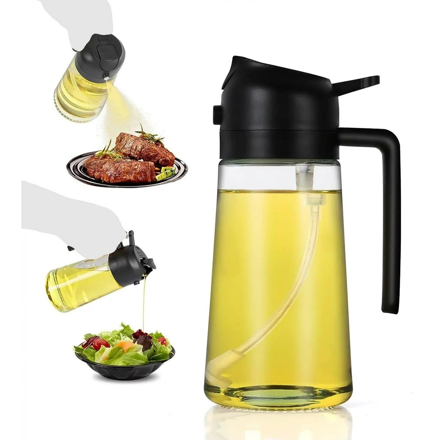 16oz Oil Dispenser Bottle for Kitchen - 2-in-1 Olive Oil and Cooking Spray