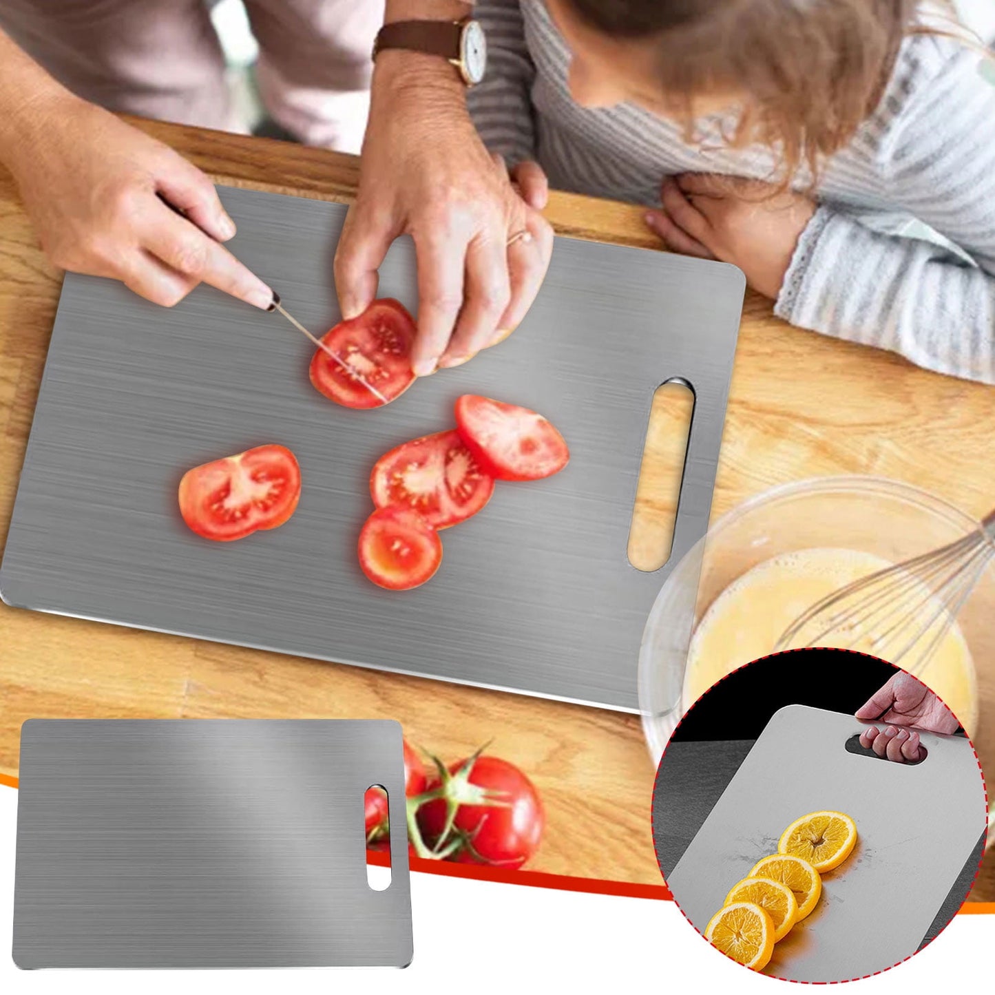 2024 New 304 Stainless Steel Chopping Board,Cutting Board for Kitchen Heavy Duty for Meat Cheese Vegetable Fruit