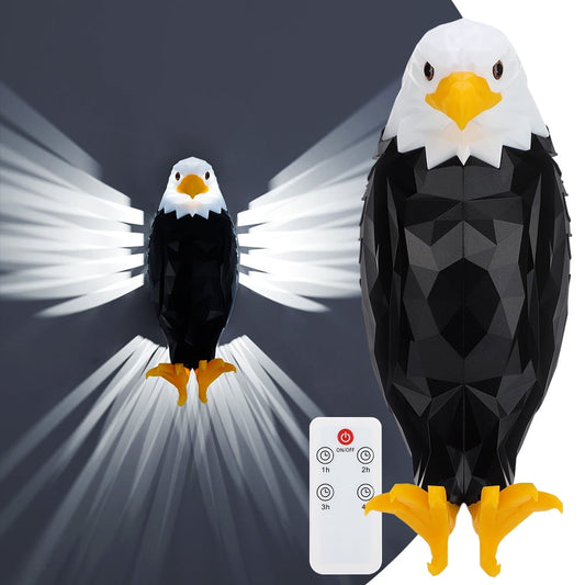 Bald Eagle Wall Light, Eagle Night Lights with Remote Control, Magnetic Led Wall Lamps for Bedroom, Wall Lights for Living Room, Battery Operated & Removable Charging Eagle Light for Indoors